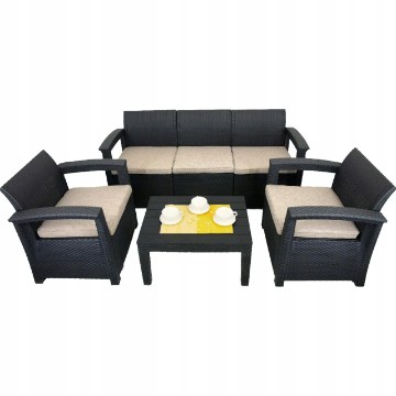 Garden Line Набор садовой мебели - антрацит (2 кресла, столик, большая софа), ZUM4233 - Home Club