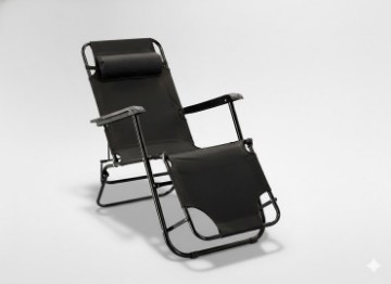 Garden Line Складной садовый шезлонг с подголовником, черный, LEZ7838 - Home Club