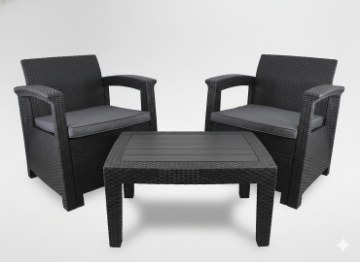 Garden Line Набор садовой мебели - антрацит (2 кресла, столик), ZUM0852 - Home Club