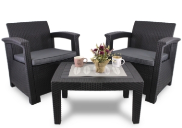 Garden Line Набор садовой мебели - антрацит (2 кресла, столик), ZUM0852 - Home Club