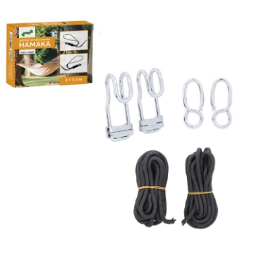 Garden Line Комплект для крепления гамака - крюки с веревками - грузоподъемность 200 кг, HAM2726 - Home Club
