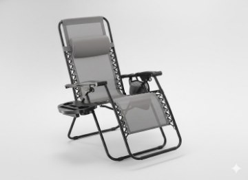 Garden Line Складной садовый шезлонг с подставкой, карманом и подголовником, серый, LEZ5758 - Home Club