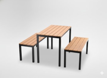 Garden Line Набір Садових Меблів Стіл 110 x 58,5 x 75,5 См + 2 Лавки 110 x 39 x 45 См Брунатний, MEB0858 - Home Club