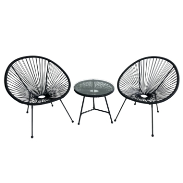 Garden Line Набор Садовой Мебели (2 Стулья, Стол) - Черный, FAT3439 - Home Club