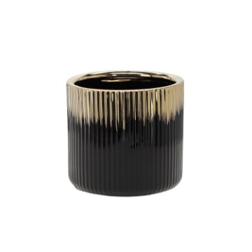 Garden Line Керамический кашпо для цветочного горшка 15 x 15 x 13,5 см, золотисто-черный, ELI3383 - Home Club