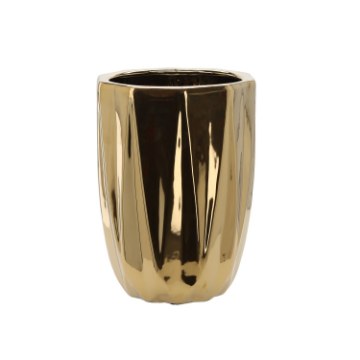 Garden Line Керамический кашпо для цветочного горшка 24 x 24 x 32 см, золотой, ELI3697 - Home Club