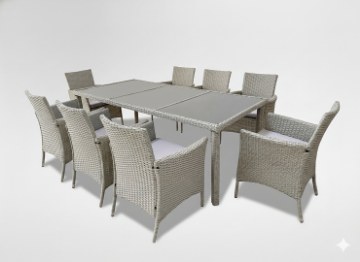 Garden Line Набор Садовой Мебели / 8 Кресел + Большой Стол / Серый, ABI3661 - Home Club