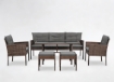 Garden Line Набір Меблів З Ратану «Vaduz» (Диван + 2 Крісла + 2 Пуфи + Стіл) Брунатний + Сірі Подушки, SAD9590 - Home Club, зображення 2