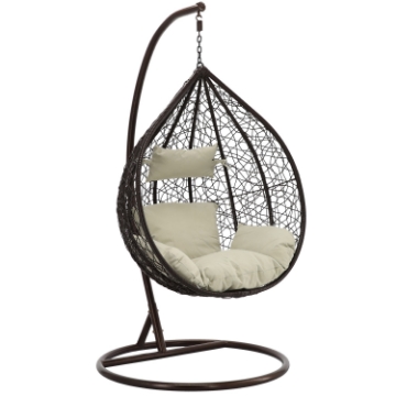 Chomik Подвесное кресло, цвет: бронзовый, подушка: бежевая, рама: бронзовый, размеры: 118x107x68 см, FAT1050 - Home Club