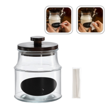 Chomik Банка объемом 1,9 л с деревянной крышкой, этикеткой для надписей и мелом, IDE0710 - Home Club