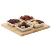 Chomik Набор для сервировки закусок — 4 квадратные фарфоровые миски с бамбуковой доской 22x22x3,5 см., MUT7279 - Home Club