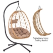 Chomik Складне Підвісне Крісло Бежевого Кольору, Подушка - Бежева, Рама - Чорна, FAT9100 - Home Club, зображення 9