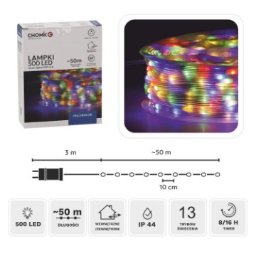 Chomik Светодиодные лампы Micro на катушке 500L, многоцветные, длина 3 + 50 м, LED0139 - Home Club