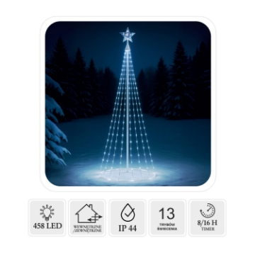 Chomik Конусная Новогодняя Елка С Звездой 3 М 458L Холодный Белый Внутри/Снаружи, LED8028 - Home Club