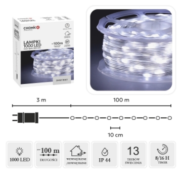 Chomik Светодиодные лампы Micro на катушке 1000L, холодный белый, длина 3 + 100 м, LED8561 - Home Club