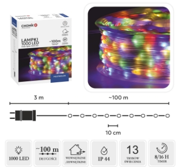 Chomik Светодиодные лампы Micro на катушке 1000L, многоцветные, длина 3 + 100 м, LED8578 - Home Club