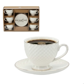 Chomik Кпл. 6 Чашок З Підскатиною 250 Мл З Золотою Декоративною Стрічкою, RIS4122 - Home Club