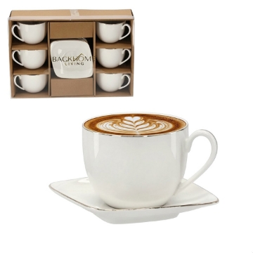 Chomik Кпл. 6 Чашок З Блюдцями 250 Мл З Золотистою Декоративною Стрічкою, RIS4221 - Home Club