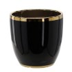 Chomik Керамический кашпо для цветочного горшка 30,5 x 30,5 x 30,5 см, черный с золотой окантовкой, ELI0336 - Home Club