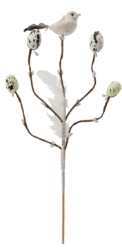 Chomik Великодній декор на піку - гілка з пташкою та яйцями 24 см, мікс 4 кольорів, SUN9571 - Home Club