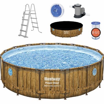 Bestway Басейн С Рамкой Из Раттана / Окно 4,88 x 1,22 М (Басейн, Фильтровый Насос, Лестница, Крышка, Дозатор), BES56725 - Home Club