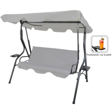 Garden Line Садовая Качель 170 x 110 x 153 см, Серая, Без Подставки, С Подставками Для Кубков, KRE5422 - Home Club