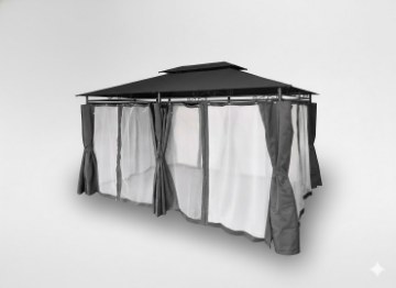 Garden Line Altana Садовий Павільйон З Бічними Штори - Темно-Сірий 3 X 4 М, TUN0389 - Home Club