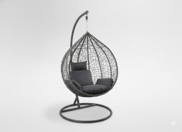 Garden Line Подвесное кресло, размер L, темно-серый, подушка - темно-серая, рама - темно-серая, FAT9726 - Home Club