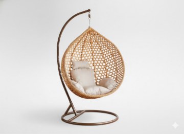 Garden Line Подвесное кресло, размер Xl, коричневый, подушка бежевая, рама коричневая, FAT0193 - Home Club