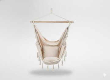 Garden Line Гамак - Качалка - Бразильское Висячее Кресло Boho 130 x 100 см Бежевый, HAM3316 - Home Club
