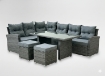 Garden Line Набор Садовой Мебели (Угловой Диван, 2 Пуфы, Стол) — Серый, Подушки — Серый, ABI3453 - Home Club
