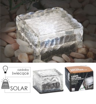 Garden Line Сонячна Лампа 7 x 7 x 5 См Скляний Шестикубик Led Холодний Білий, SOL3699 - Home Club