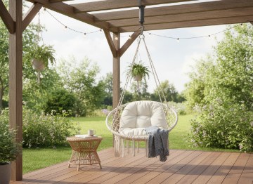 Chomik Подвесной кресло - «Аистиное гнездо» с подушкой 80 x 60 x 120 см, бежевый, HAM5288 - Home Club