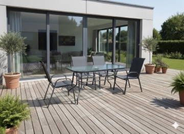 Garden Line Набор Садовой Мебели - Стол 120 x 70 x 70 См + 4 Стулья 91 x 54 x 70 См - Черный, TIH6629 - Home Club