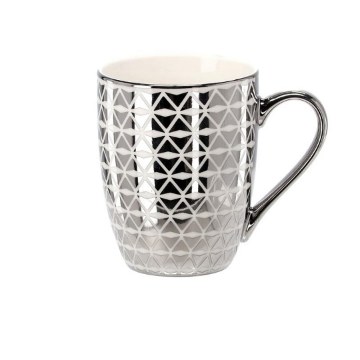 Chomik Порцелянова Чашка Срібно-Біла 340 Мл, Різні Взори, LIL6219 - Home Club