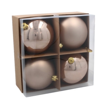 Chomik Набор из 4 елочных игрушек 10 см, темно-синий / бежево-золотой, GIF3917 - Home Club