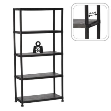 Chomik Пластиковый Стеллаж 5-Уровневой 90 x 40 x 180 См Грузоподъемность Полки: 35 Кг, PWI0470 - Home Club