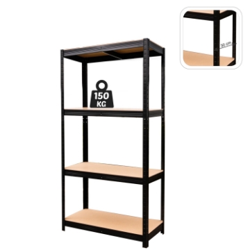 Chomik 4-Уровенная Стеллажная Система 150 x 70 x 30 См Черный Цвет Грузоподъемность Полки: 150 Кг, GWI0582 - Home Club