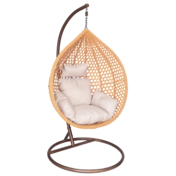 Chomik Подвесное Кресло Натуральное, Подушка - Бежевая, Рама - Бразовая 107 x 68 x 120 См, FAT4804 - Home Club