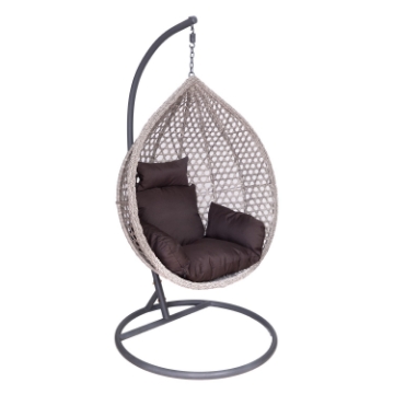 Chomik Висячее Кресло Серебряного Цвета, Подушка - Серебряная, Рама - Темно-Серебряная 107 x 68 x 120 См, FAT4811 - Home Club
