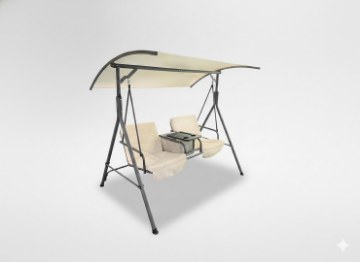 Garden Line Двухместная садовая качель 170 x 110 x 165 см, бежевого цвета, с подставкой для стаканов, KRE6779 - Home Club