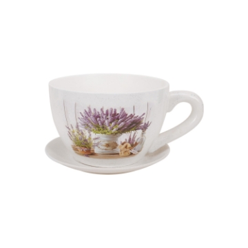 Chomik Керамический Вазон Чашка 33 x 25,5 x 18 См Белый Микс Узоров, RUN5900 - Home Club