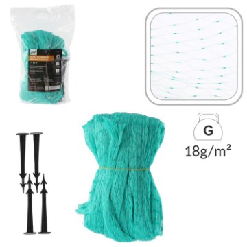 Garden Line Защитная Сетка От Птиц 5 м x 10 м (4,4 г/м²) + 10 Крепежных Шпильок, Зеленая, LAR1879 - Home Club