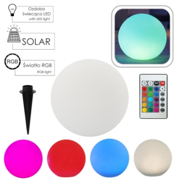 Chomik Солярна Лампа Куля Біла 40 x 40 x 38 См Мультикольорова З Пультом Дистанційного Керування, SOL4934 - Home Club