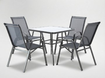 Garden Line Набір садових меблів - 4 стільці + квадратний столик - сірий, TIH3384 - Home Club