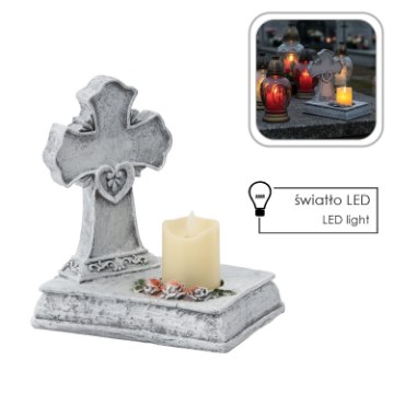 Chomik Фігура Хрест Зі Свічкою Led 22,5 X 14 X 21,5 См, DED8769 - Home Club