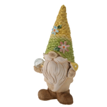 Chomik Садовая Фигурка - Гном В Плетеном Шляпе 26 x 17 x 54 См Led, GOT7386 - Home Club
