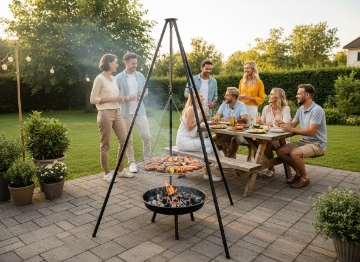 BBQ Meeting Подвесной гриль с регулируемой треножкой, размеры 95 x 95 x 147 см, BBQ0162 - Home Club