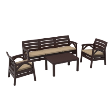 Chomik Комплект садовой мебели коричневого цвета «Santana» (2 кресла, скамейка на 3 человека), KAS0867/1 - Home Club