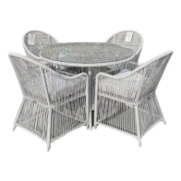 Garden Line Набір садових меблів (4 крісла + столик) сірий + сірі подушки, ALF6792 - Home Club